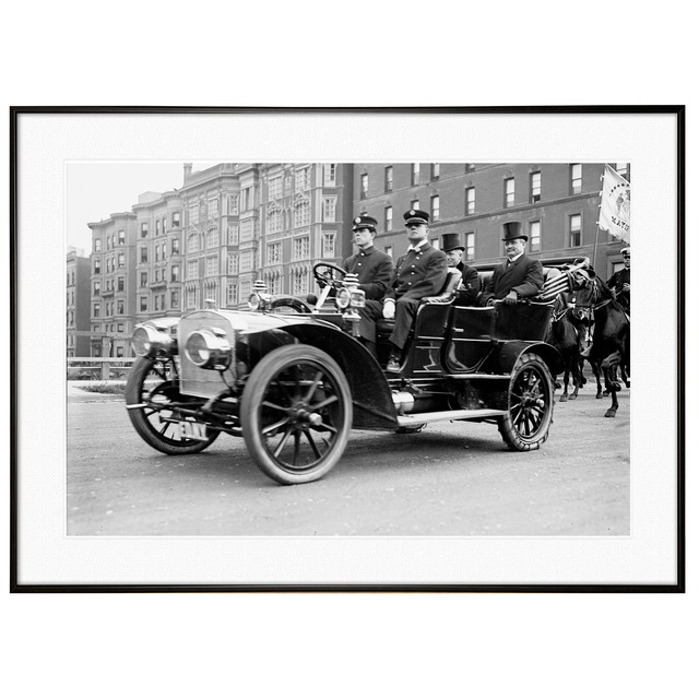 人物写真 1896年 車に乗るニューヨークの市長 インテリアモノクロアートポスター額装 ヴィンテージ写真 AS2314