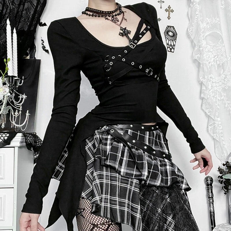 Asymmetrical belt design tops r0043