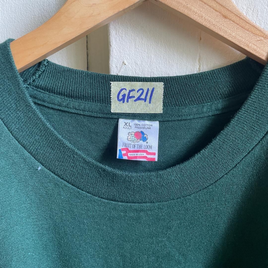 【GF211】 Tシャツ 緑 無地 グリーン シングルステッチ 90s USA製