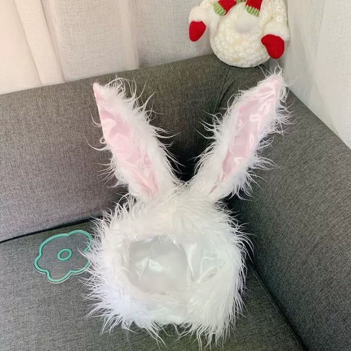 もこもこうさぎ帽子 ピンク コスプレ バニー 仮装 メイド ハロウィン ウサギ