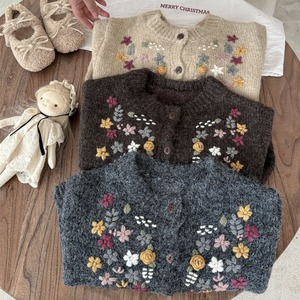 秋レトロハンドメイド花刺しゅうカーディガン