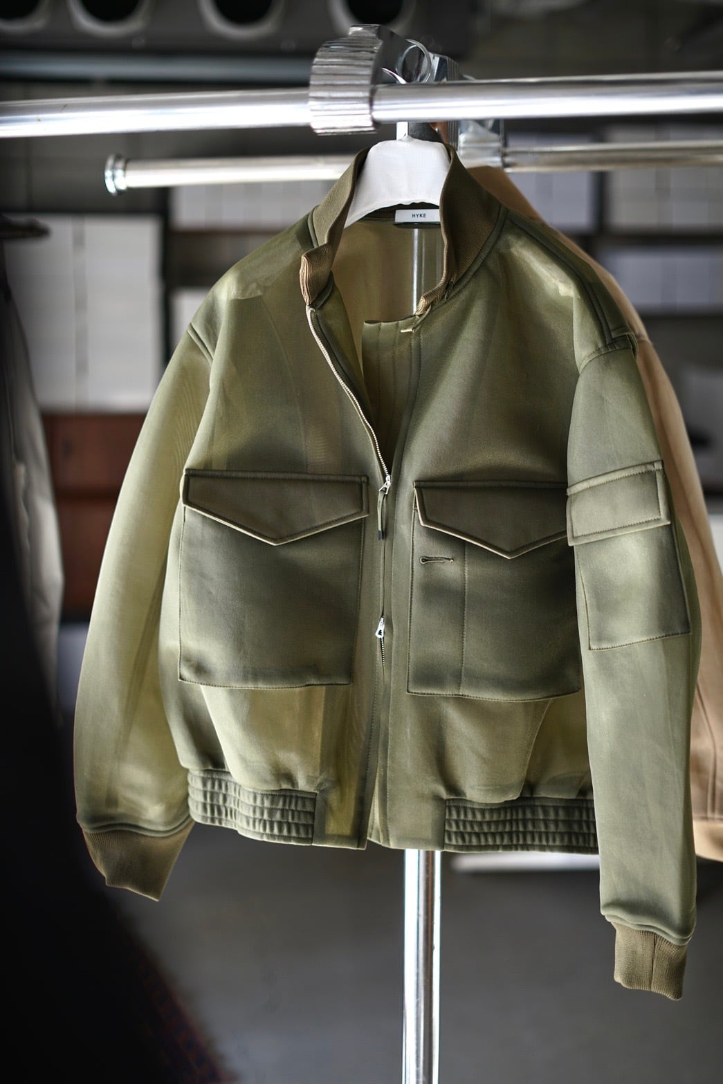 HYKE / SHEER WEP JACKET (BLACK , BEIGE , OLIVE DRAB) | JUQUI Online