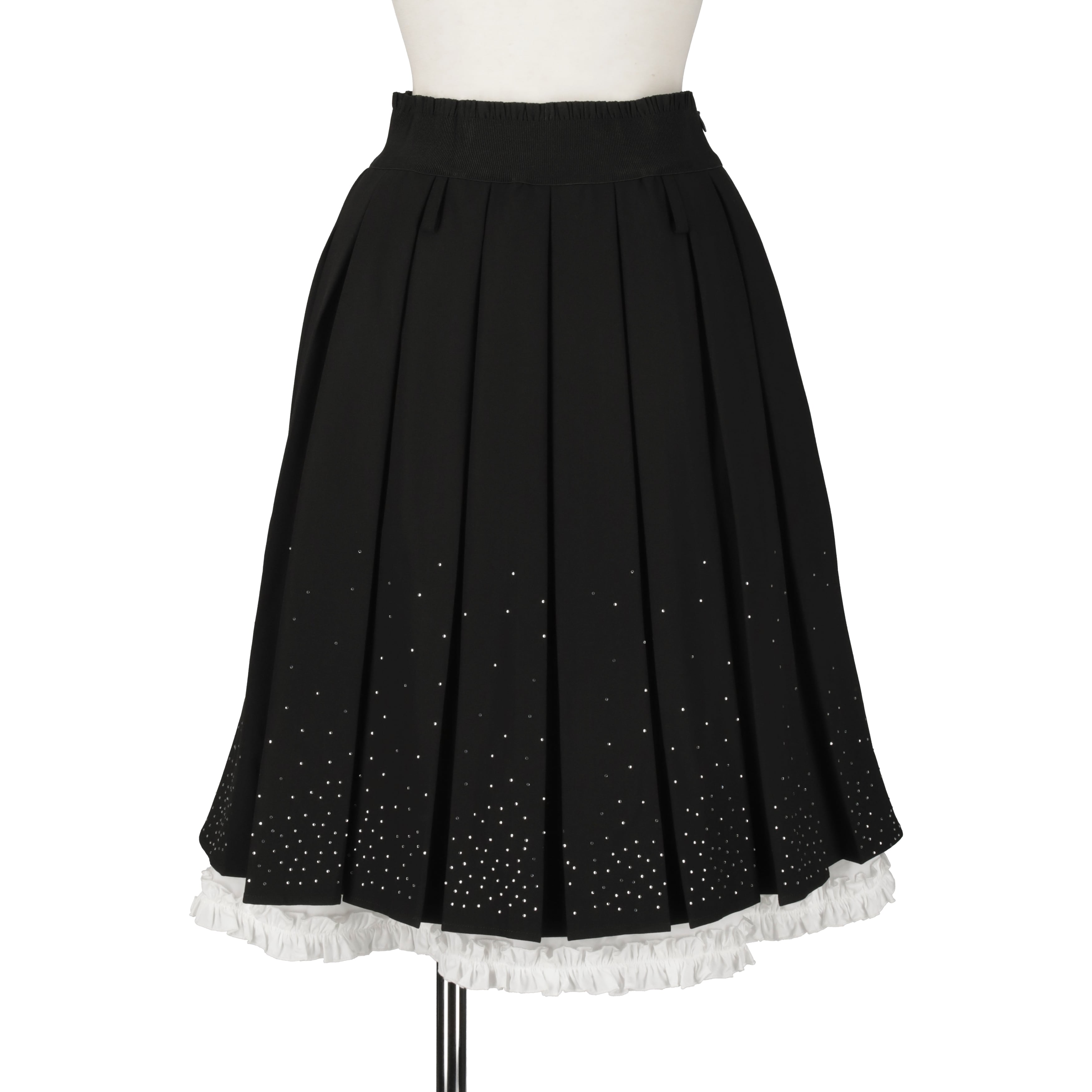 フリルラインストーンスカート BLACK