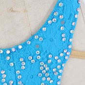 社交ダンス 衣装 白樺ドレス ラテン ドレス ワンピース フリル 水色 デモ 競技 ダンス パーティ 発表会 レース ボリューム かわいい ブルー系 ストレッチ フリルスカート ショートドレス 販売用 衣装ダンス おしゃれ フォーマル ステージ衣装 競技用衣装 楽しいダンス 発表会用 レディース