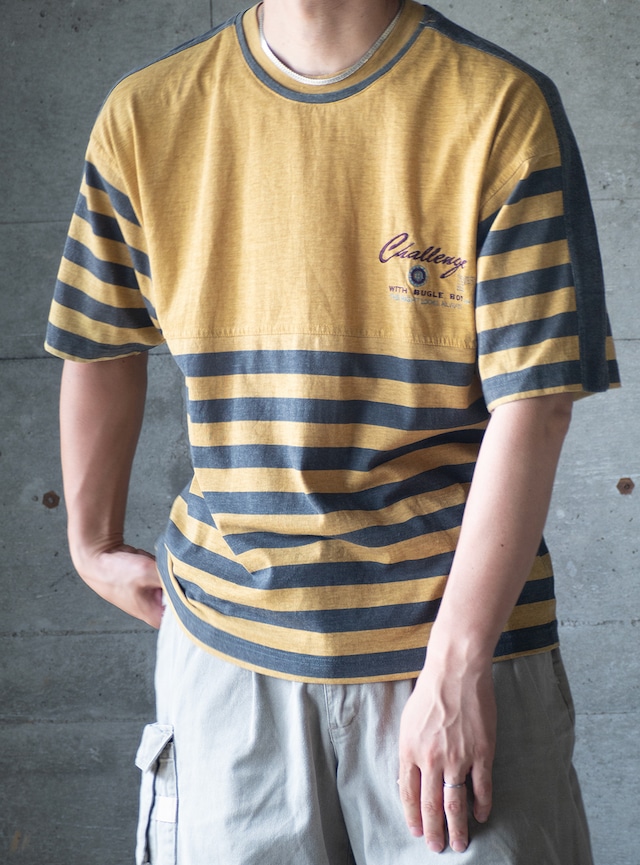"BUGLE BOY" 1990s Panel border t-shirt