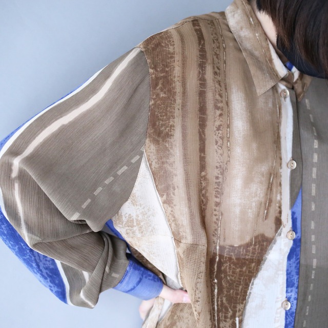 art graphic good coloring pattern loose see-through shirt