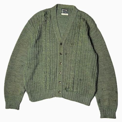 Vintage 60's【TOWNCRAFT】Grunge Knit Cardigan