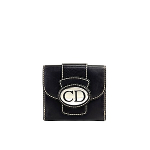 Christian Dior クリスチャン ディオール CDロゴ レザー 二つ折り 財布 ブラック vintage ヴィンテージ オールド 8jdhim