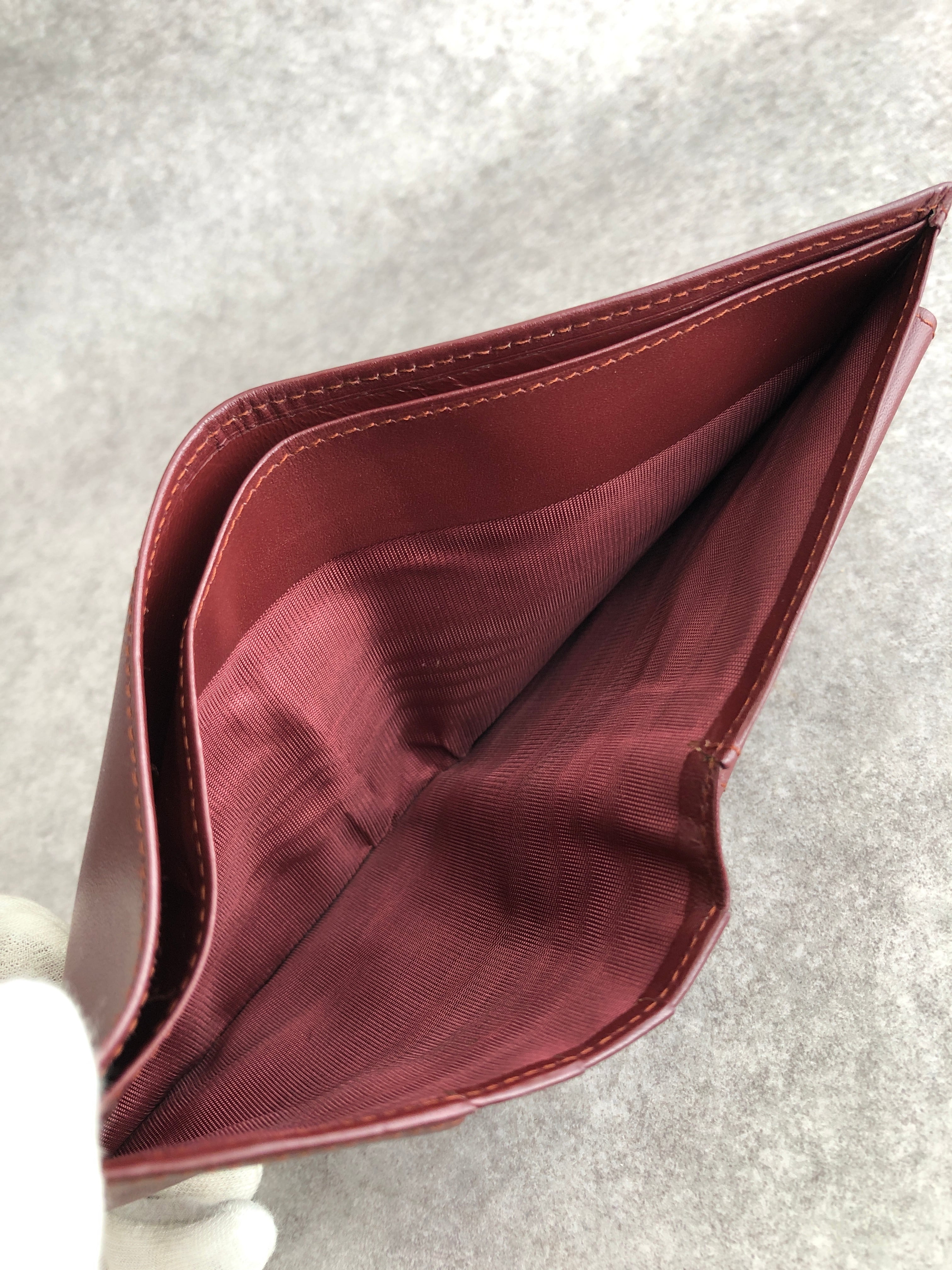 Cartier カルティエ マストライン 財布 ボルドー レザー 2つ折り