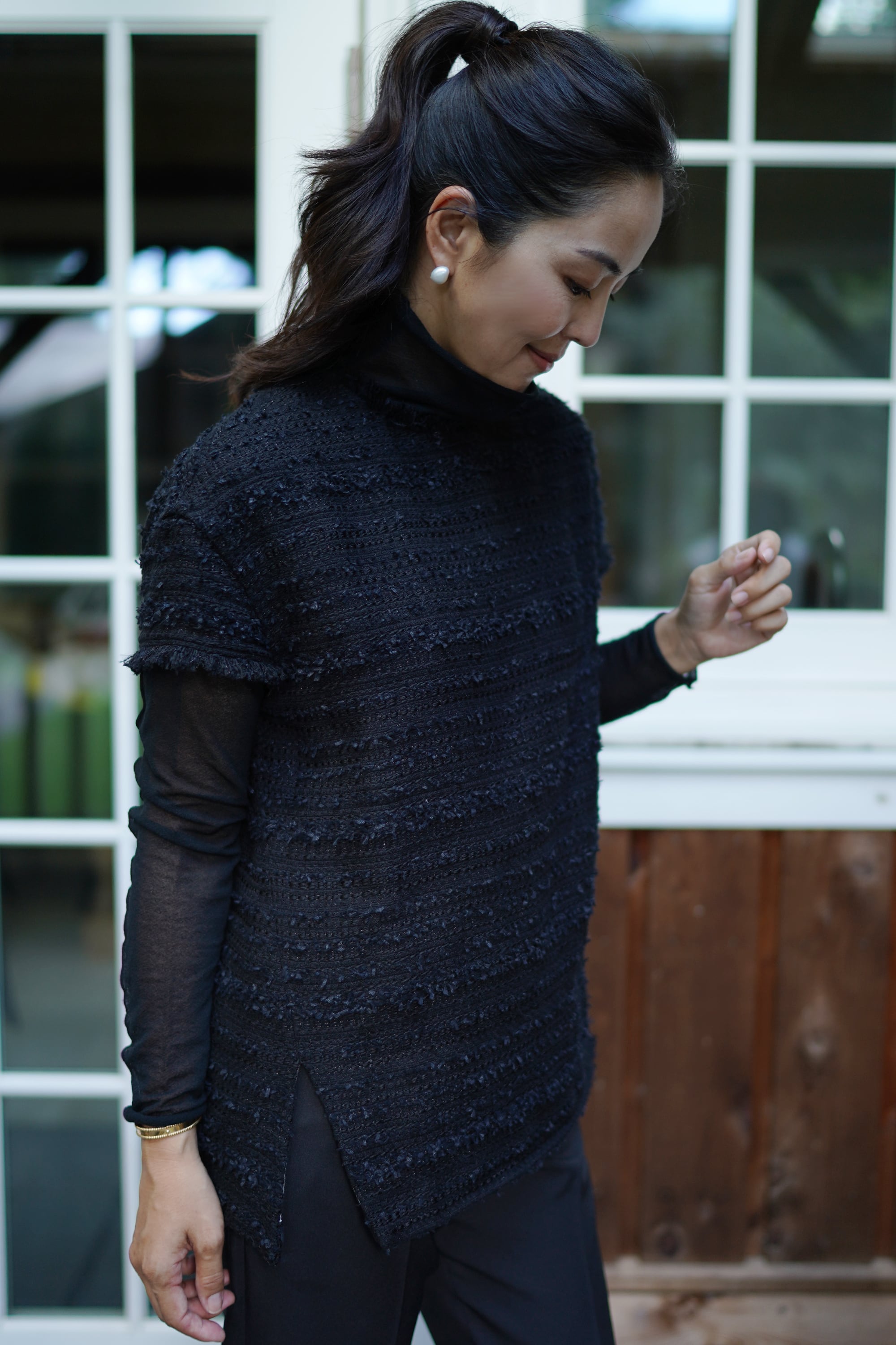 4 seasons tweed tops 黒 | THE9SHOP