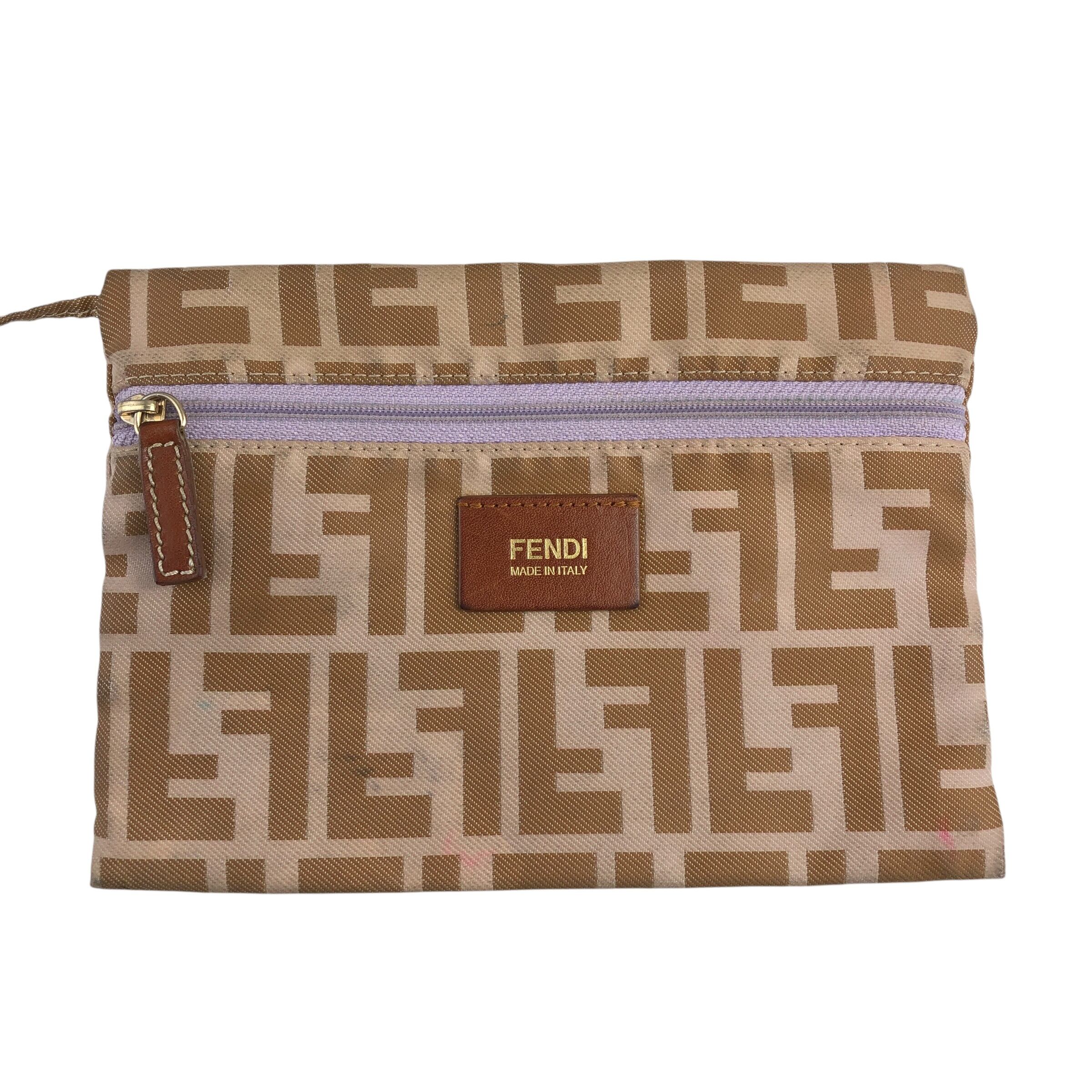 FENDI フェンディ ズッカ トートバッグ ベージュ キャンバス レザー