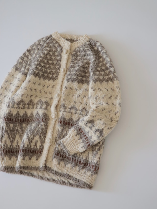 ●Hand knitted front button & pocket nordic cardigan jacket②