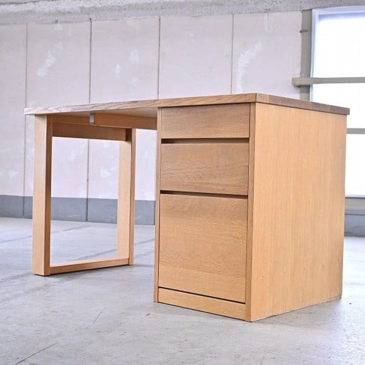 飛騨産業 キツツキ 17万「ソフィオ」デスク レッドオーク 無垢材 収納棚 ボックス 北欧 学習机 書斎 シンプル soffio HIDA【中古家具/中古インテリア/USED家具ユーズド家具/リサイクル】