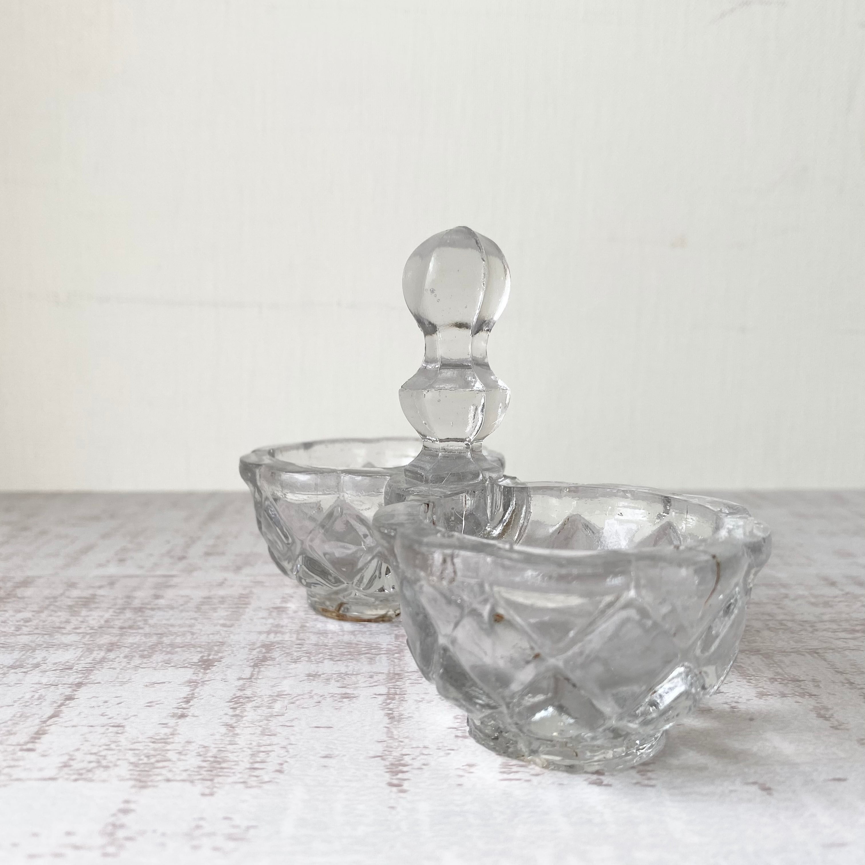 France プレスガラス・塩胡椒入れ (clear) / uv0143 | Petit Musée