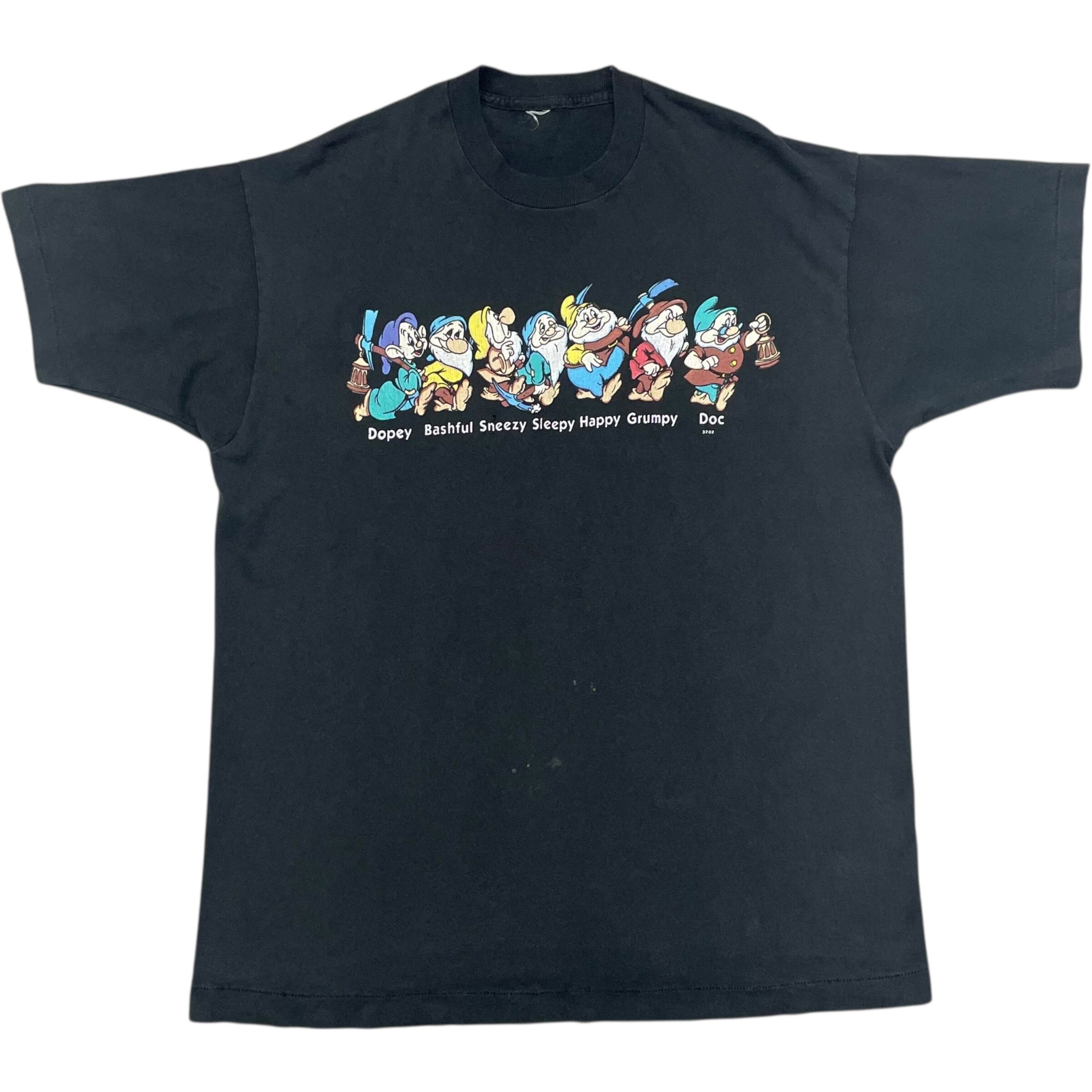 《XL》 Disney ディズニー Tシャツ 七人の小人 プリント シングルステッチ ブラック 90年代 vintage no.7642
