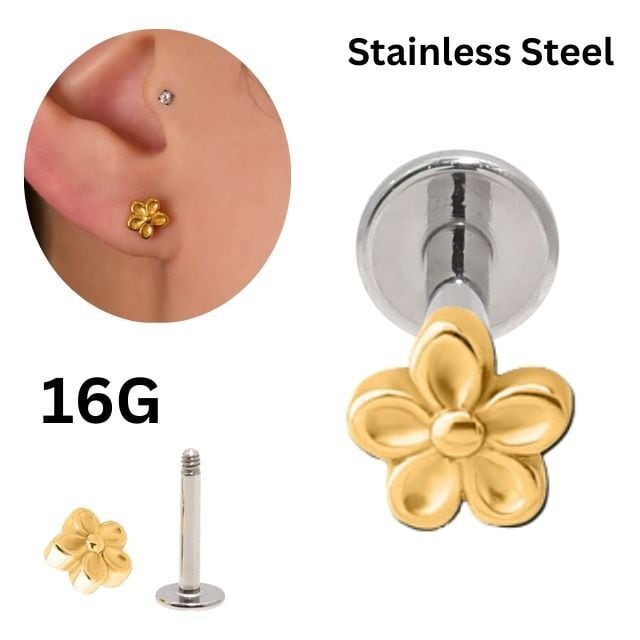 ボディピアス 16G ゴールド フラワー 花 金属アレルギー対応