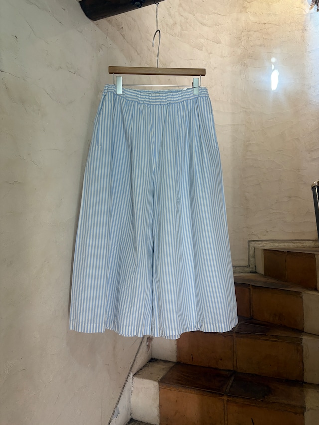 VERITECOEUR | WIDE CROPPED PANTS-sax×ecru stripe
