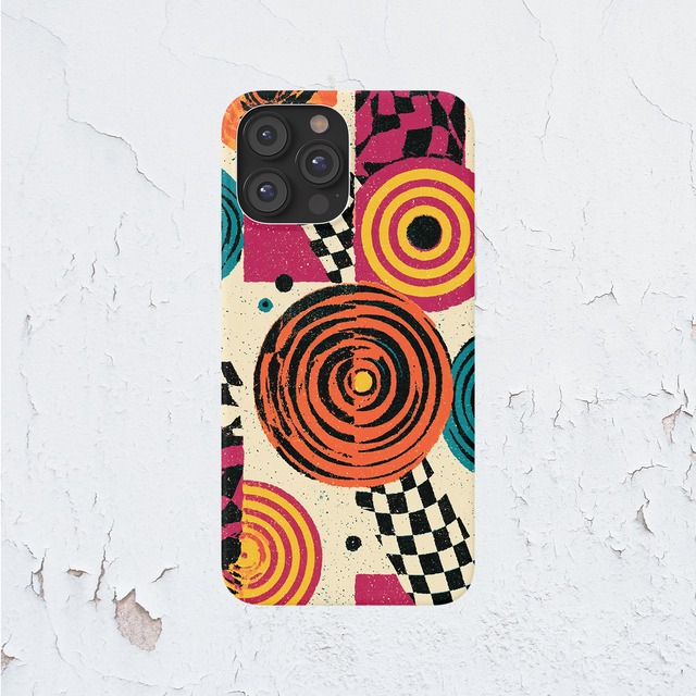 iPhoneケース サイケデリック 渦巻き｜70sオプアート風 RETRO018