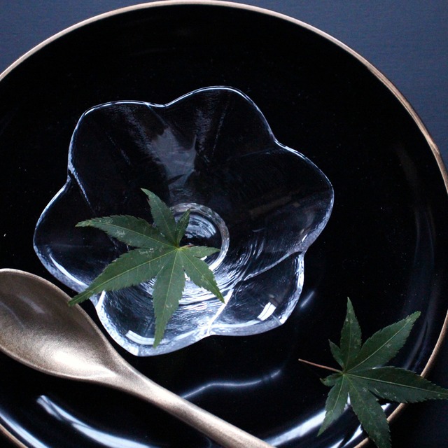 花型ガラス小付け　クリア