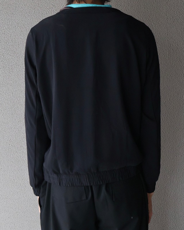 Crew neck zip-up blouson