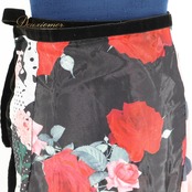 【美品 フラメンコ衣装】ブラック leirena レイリーナ 巻きスカート ファルダ 軽い 柄 花柄 ドット 薄い 黒 白 赤 レッド 模様