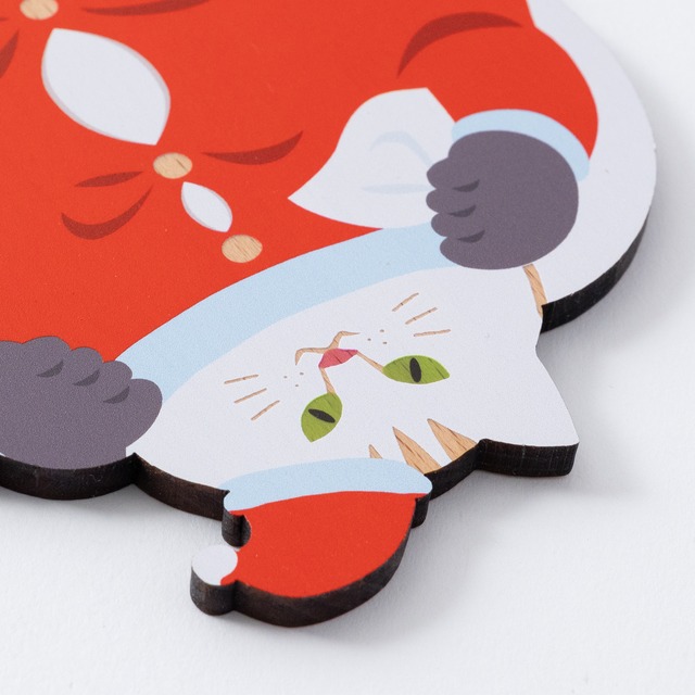 【クリスマス限定】腹見せサンタ|猫雑貨・木製コースター・ウッドプレート