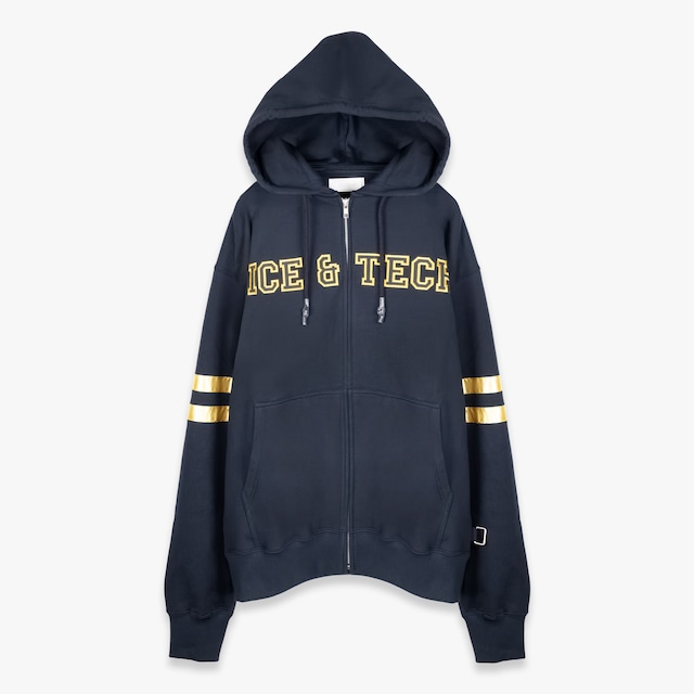 ICE & TECHNO 26SS COLLEGE ZIP HOOD (NAVY)