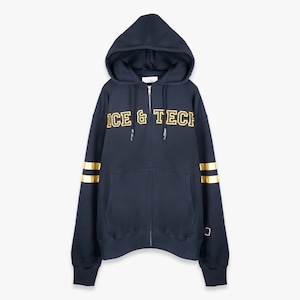 ICE & TECHNO 26SS COLLEGE ZIP HOOD (NAVY)