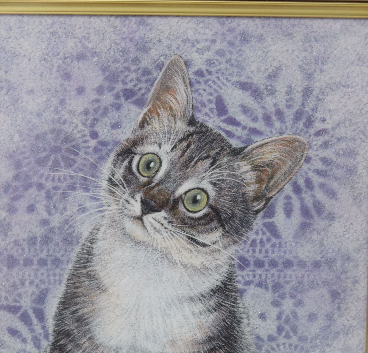 年鑑掲載画家 広森雄 子猫 ミクストメディアアート サイン有り | 一