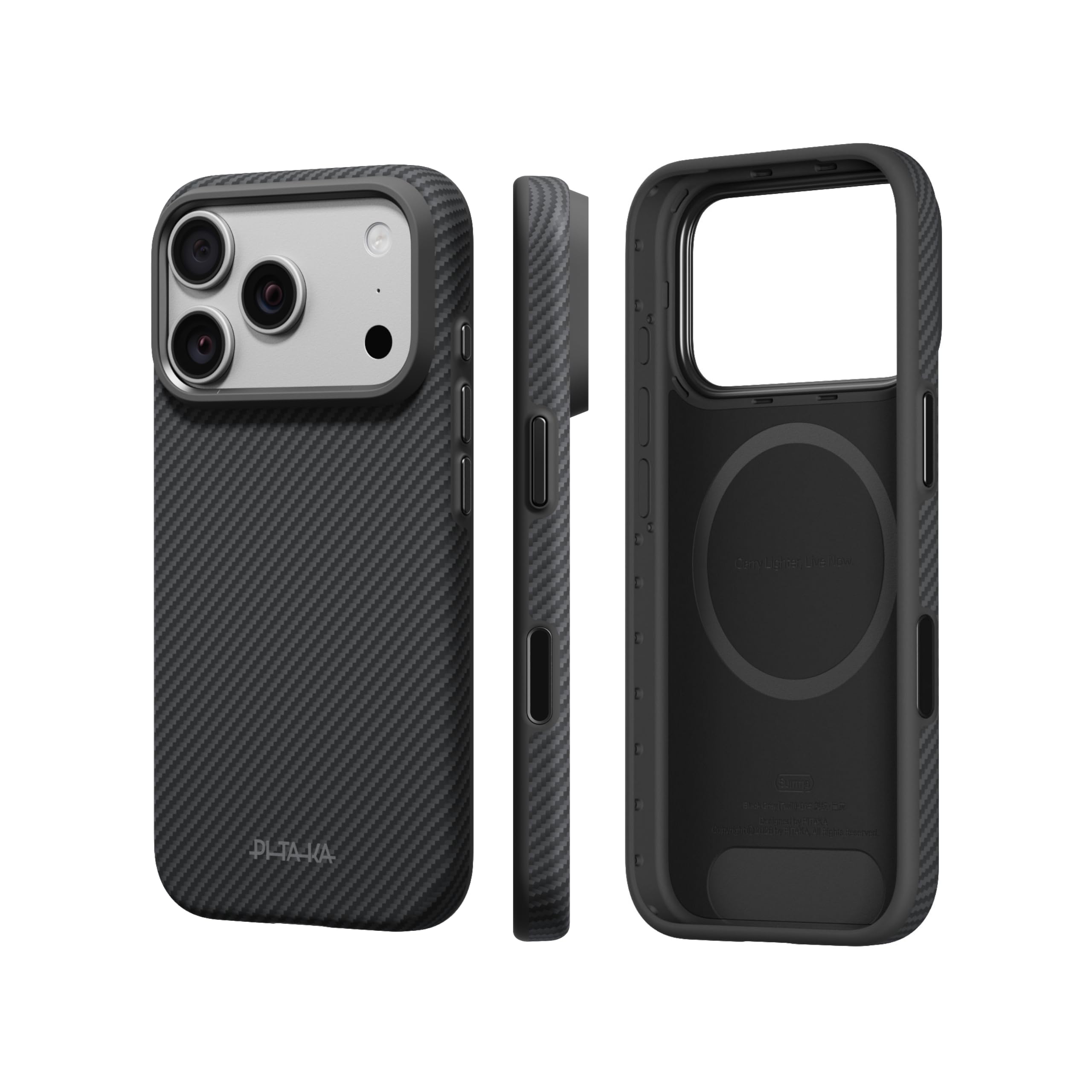 【プレミアム全面保護】PITAKA iPhone 18 Pro 用ケース 耐衝撃 フルカバー MagSafe対応 高耐久性(600D 黒/グレー)