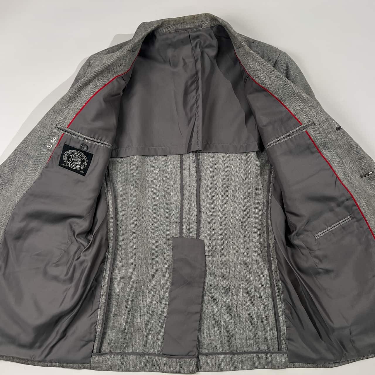 リネン混 J.PRESS ジェイプレス ヘリンボーン風 デザイン 段返3B 背抜き テーラードジャケット 94-80-175/グレー系 メンズ