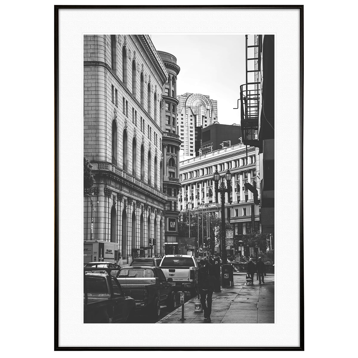 アメリカ写真 サンフランシスコの通り インテリアモノクロアートポスター額装  AS3588