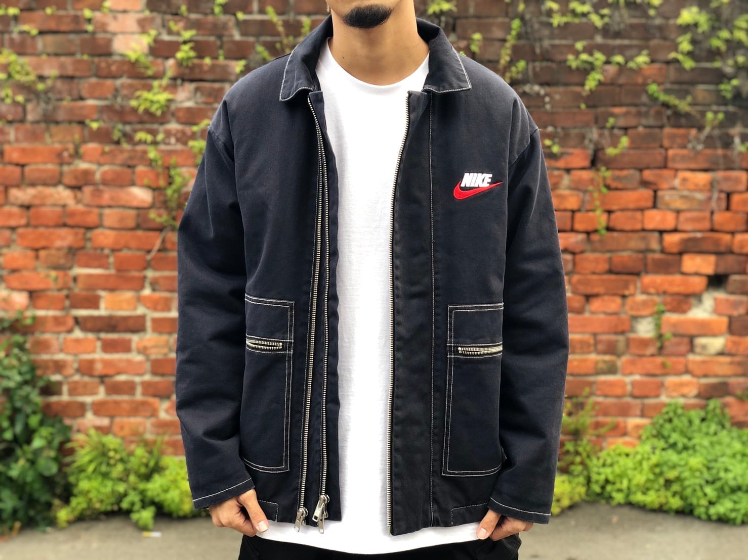 Supreme 18AW × NIKE DOUBLE ZIP QUILTED WORK JACKET BLACK MEDIUM  