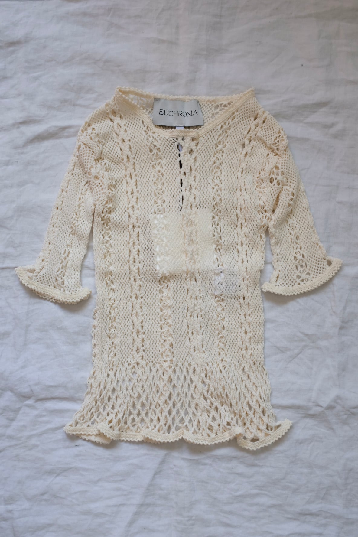 EUCHRONIA レーストップス　アイボリー EUCHRONIA/ユークロニア】Stretch lace long sleeve tee（Tシャツ