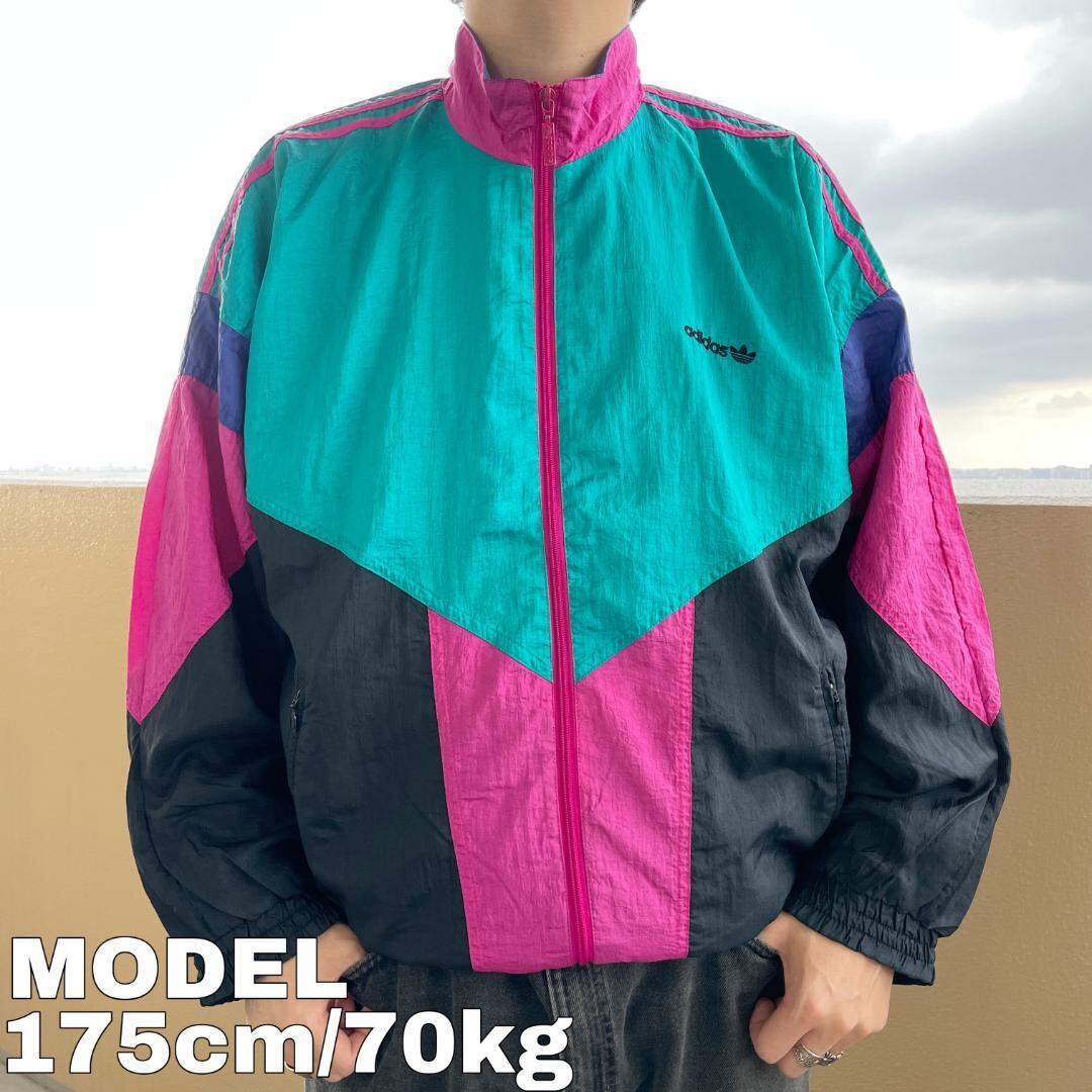 adidas アディダス ナイロンジャケット 80s 緑 ピンク 黒 8793 | fuufu