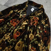 SAG HARBOR flower pattern velour open collar shirt