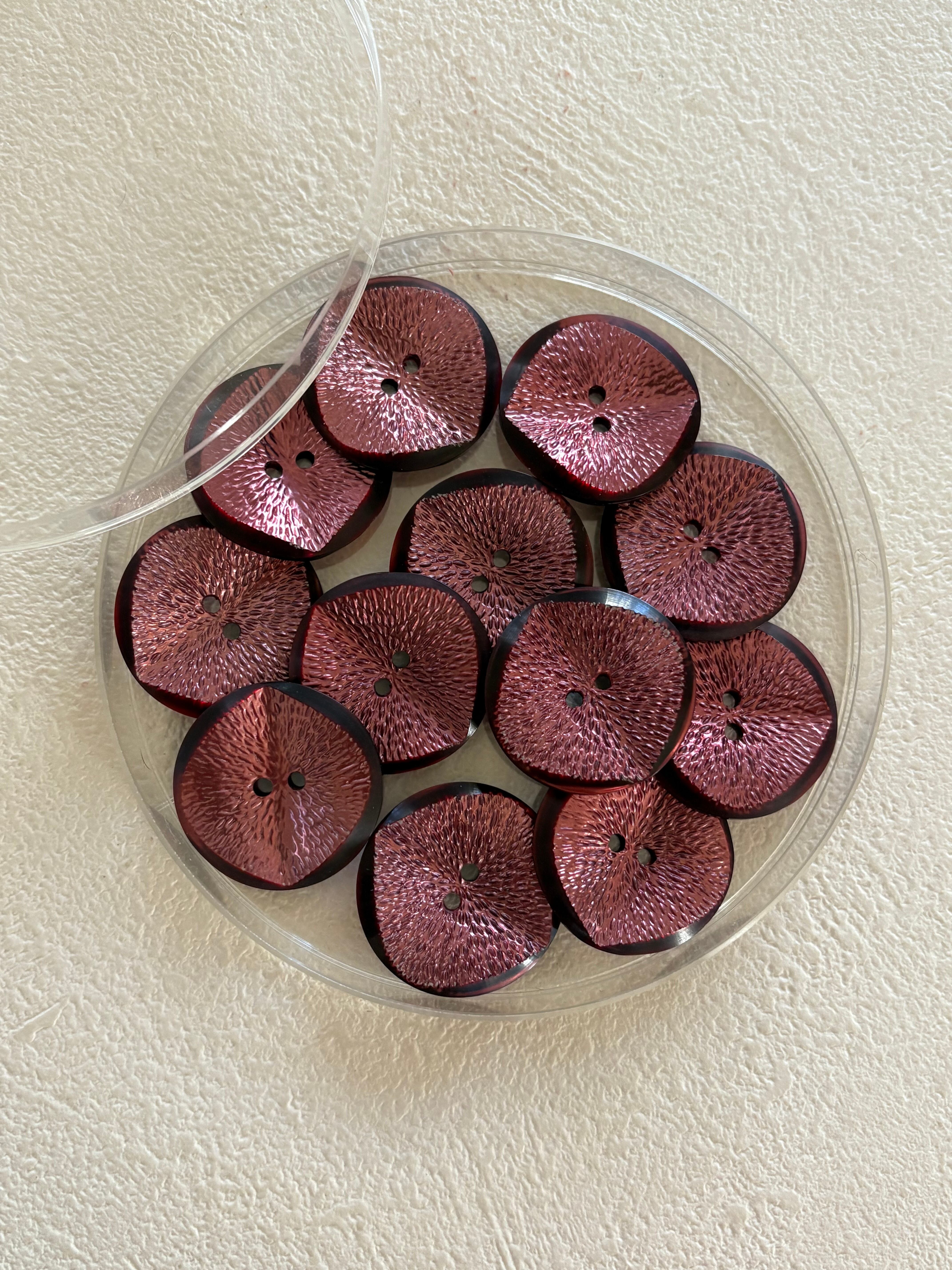 Japanese Vintage ボタン ワインレッド 23mm 昭和レトロ アクセサリーパーツ カルトナージュ デコレーション