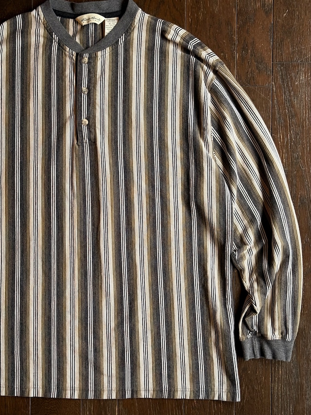 “Eddie Bauer” Striped Henryneck Cotton Shirt