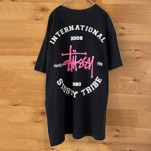 【STUSSY】バックプリント アーチロゴ Tシャツ international stussy tribe ドクロ ワンポイント ステューシー Lサイズ US古着 アメリカ古着