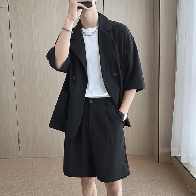 メンズ　ブラック　ハーフパンツ　オルチャン　韓国　5分丈 　カジュアル　XL