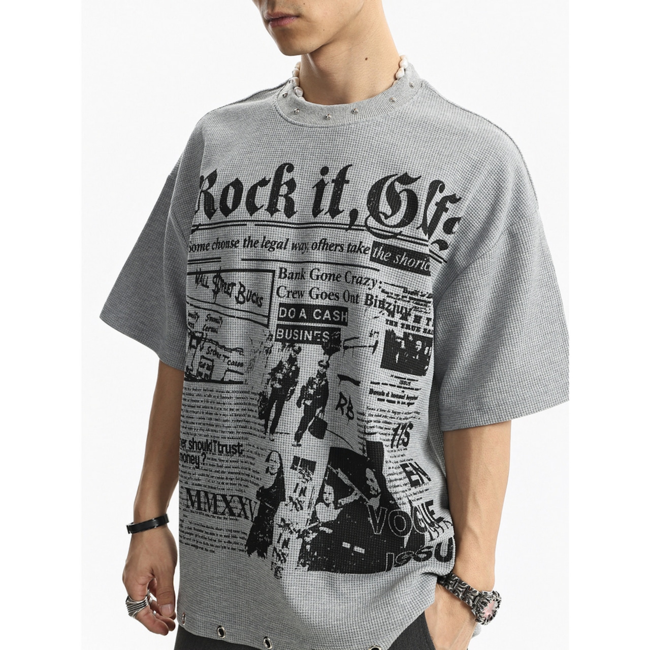 VINTAGE ストリート Rockワッフル Tシャツ T2074