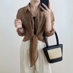 シアー素材ロングスリーブシャツ 　00511