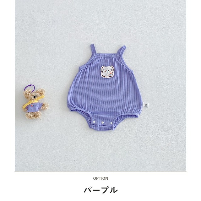 【BABY】アニマル刺繍リブキャミソールボディスーツ - 4