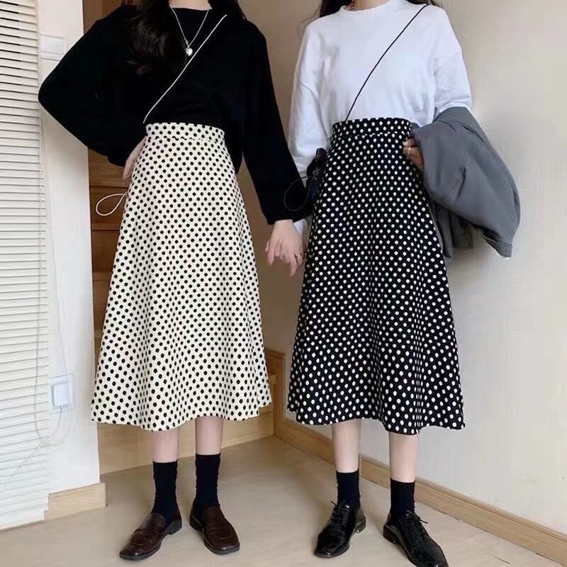 ドット柄フレアスカート　AJ11394-1677水玉