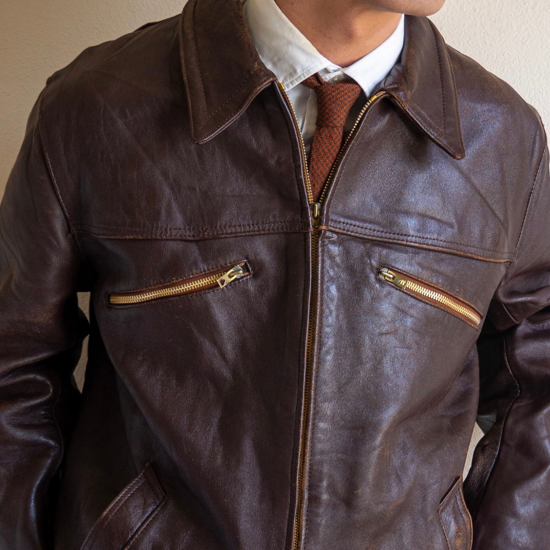 1950s French Single Leather Jacket | 'bout