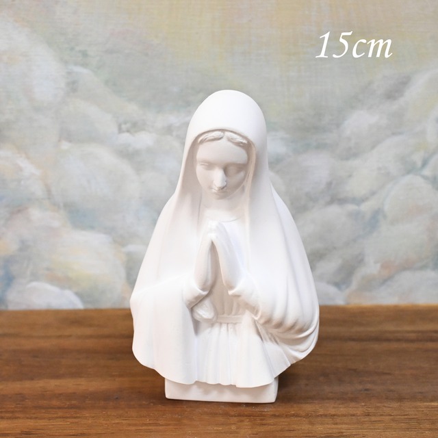 聖母マリア半身像【15cm】室内用白色仕上げ