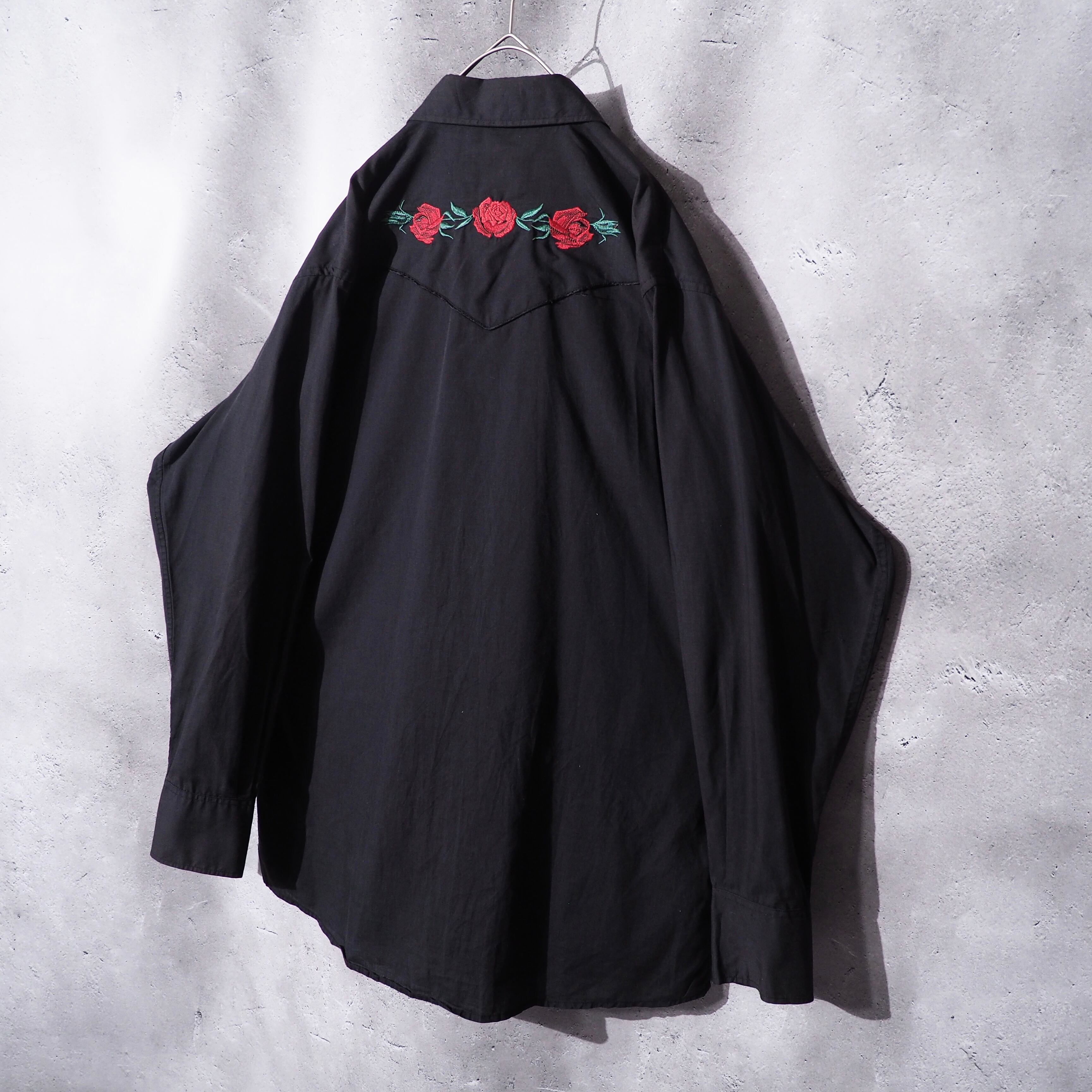 1990s Beautiful Flower embroidery vintage loose Western shirt