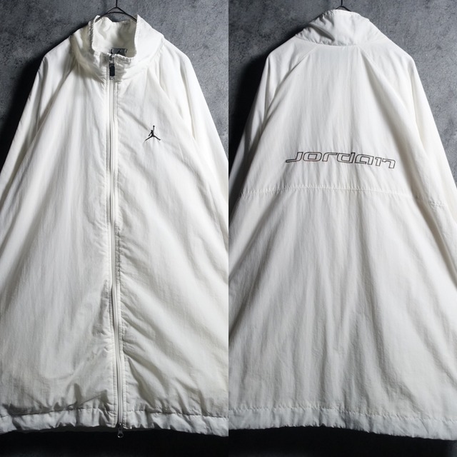 "JORDAN" White Logo Embroidered Design Double Zip Nylon Track Jacket
