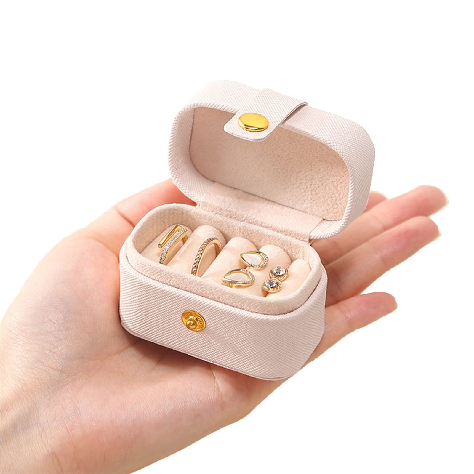 【在庫処分】ジュエリーボックス 小箱 ジュエリー 宝石箱 持ち運び コンパクトPUレザー ジュエリー収納 アクセサリーケース 小物入れ 指輪 ピアス (ホワイト)