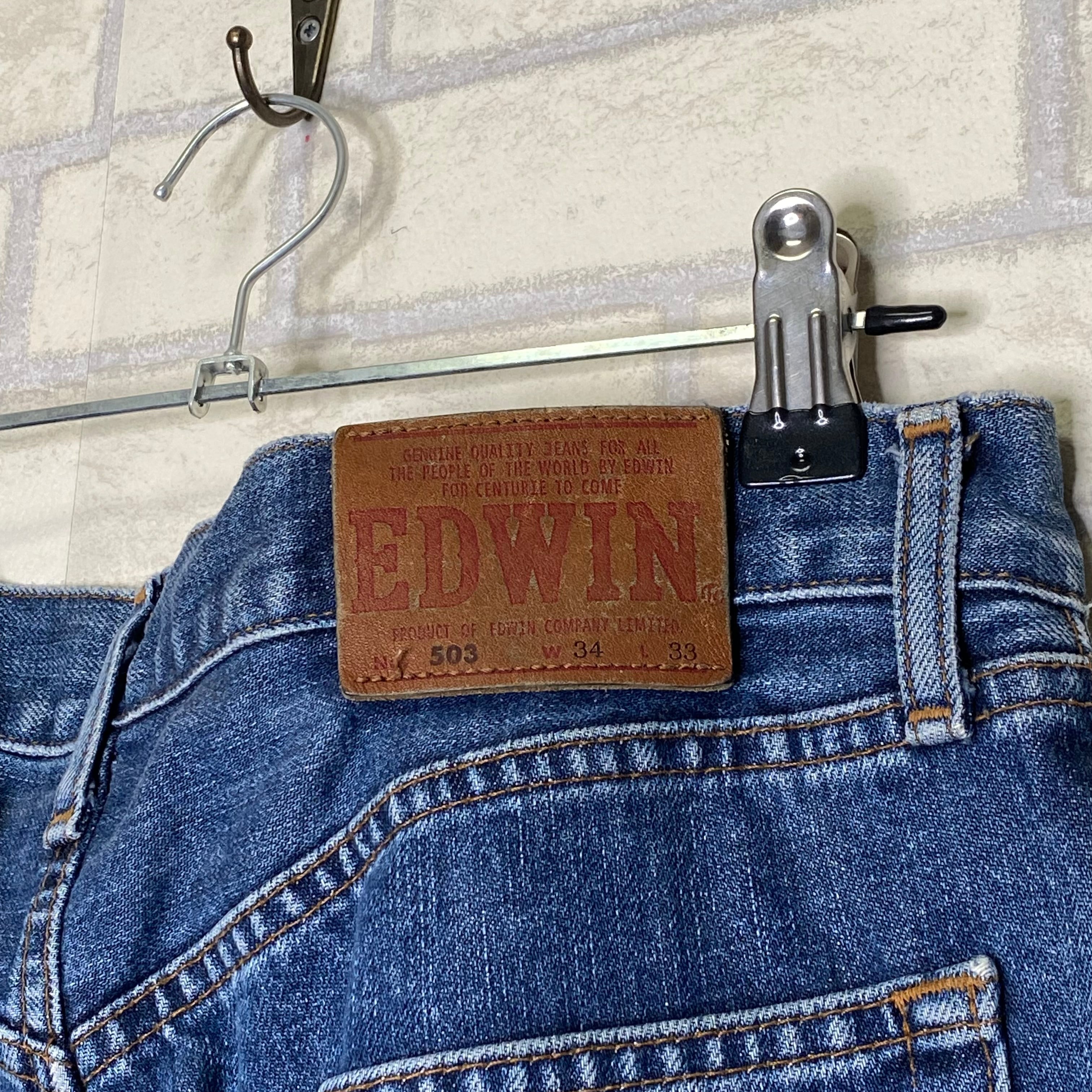 EDWIN 503 デニムパンツ W34×L33 革パッチ 状態良好 | 古着屋OLDGREEN